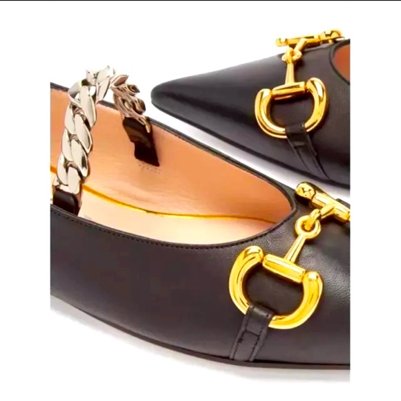 New Authentic Gucci Black Leather Horsebit Collapsable Ballet Flats US Size 5.5 - Picture 4 of 8